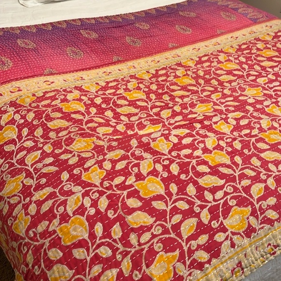 Hand Crafted Other - KANTHA QUILT HANDCRAFTED LIGHTWEIGHT REVERSIBLE BLANKET THROW BEDDING FROM INDIA